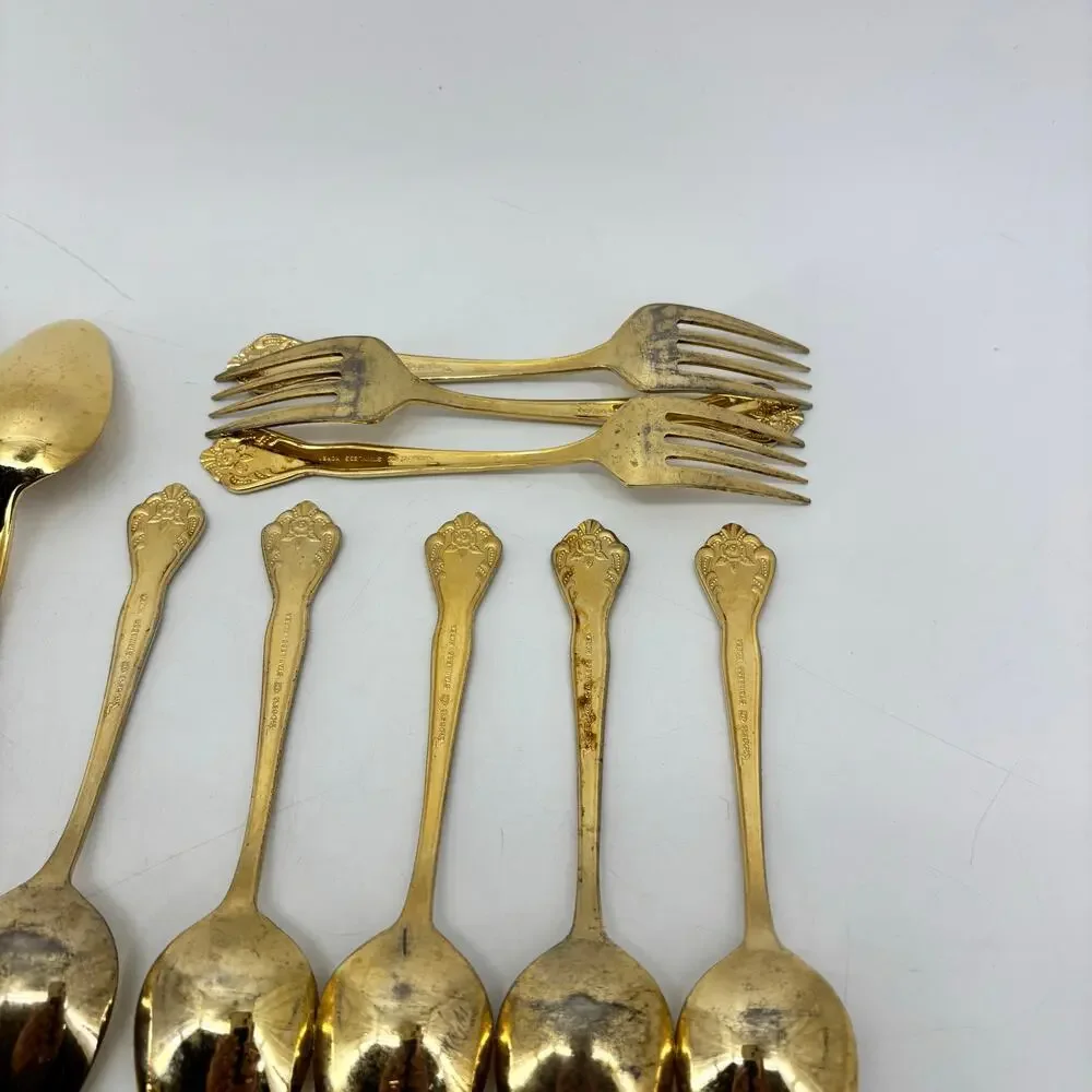 Rogers Stainless Steel Gold Tone Flatware Repurpose DIY Crafting